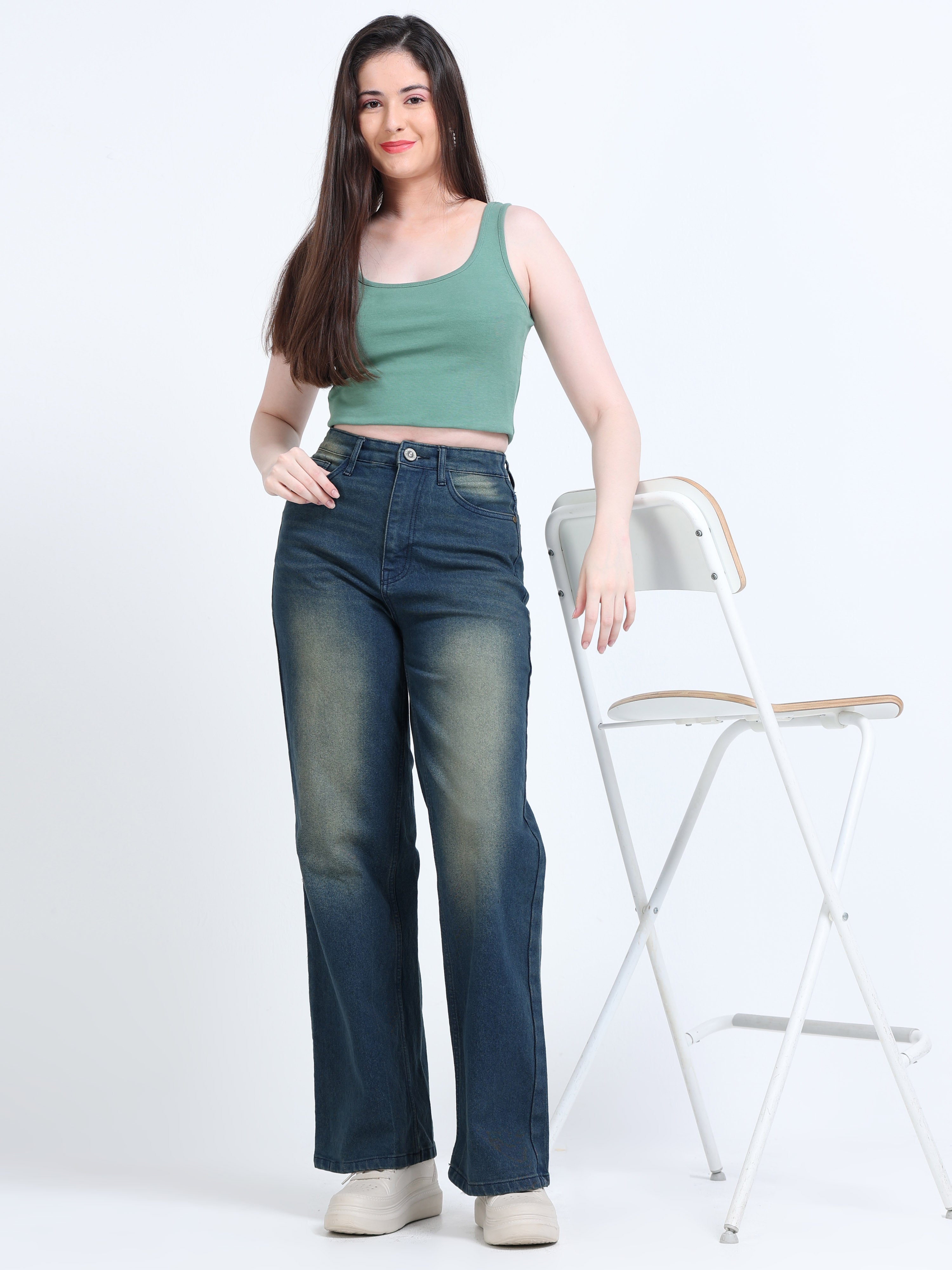 INDUSPOLO WIDE LEG FIT WOMEN'S DENIM