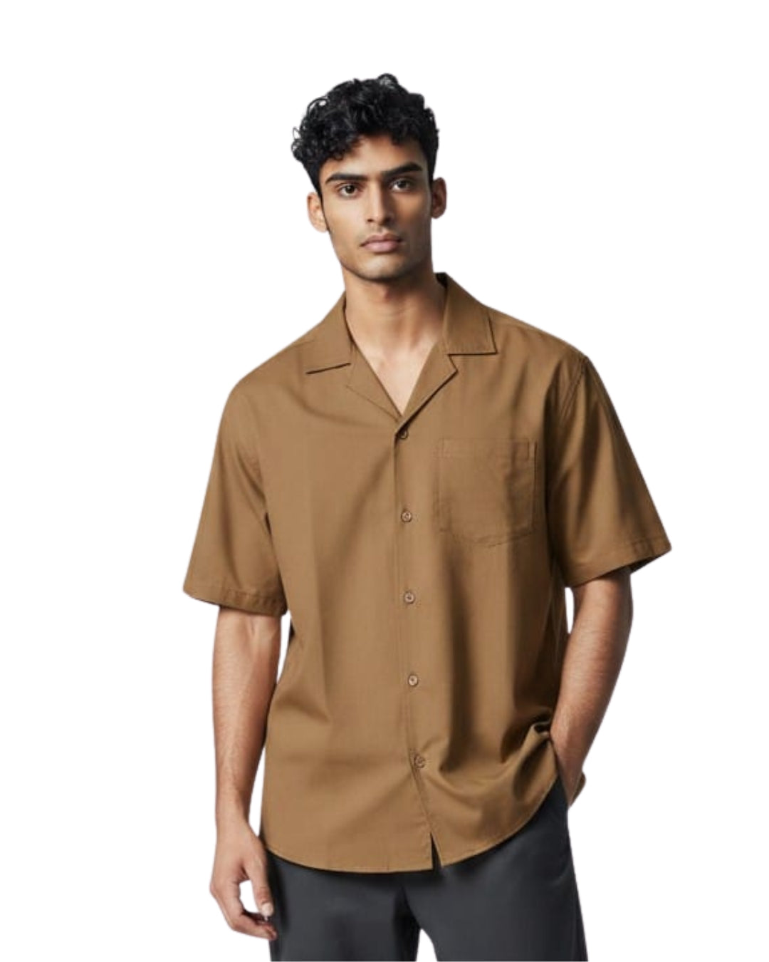 Cuban Collar Half Sleeve Shirt